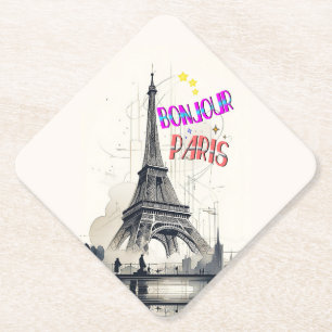 Bonjour Colourful Paris Paper Coaster