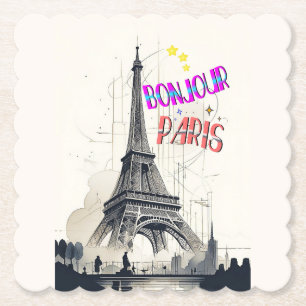 Bonjour Colourful Paris Paper Coaster