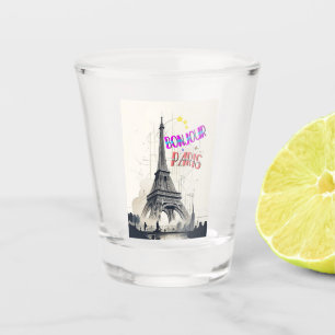 Bonjour Colourful Paris Shot Glass