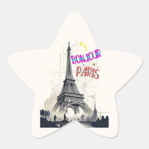 Bonjour Colourful Paris Star Sticker