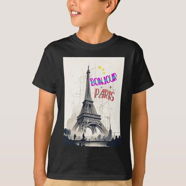 Bonjour Colourful Paris T-Shirt (Front)