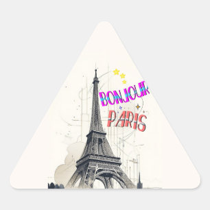 Bonjour Colourful Paris Triangle Sticker