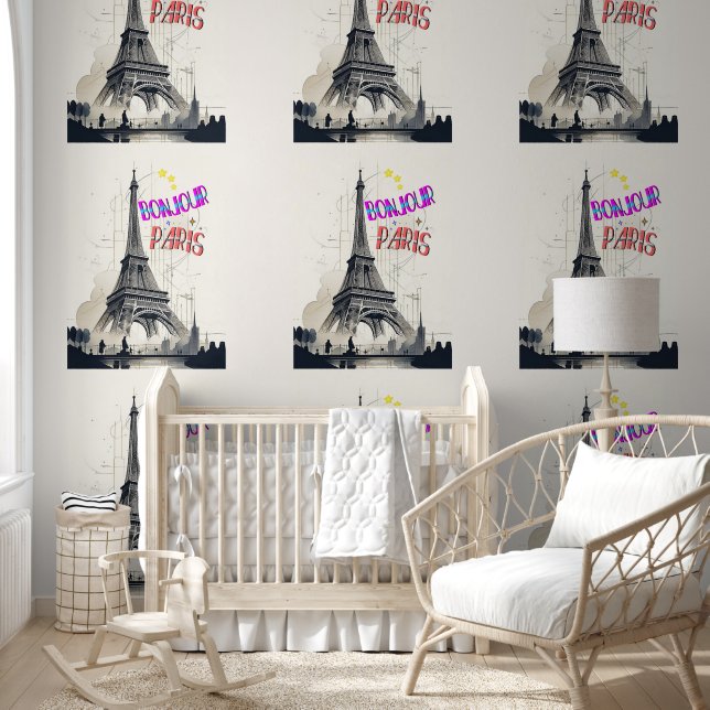 Bonjour Colourful Paris Wallpaper (Kids)