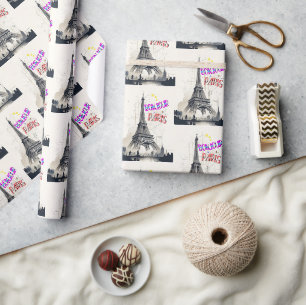 Bonjour Colourful Paris Wrapping Paper