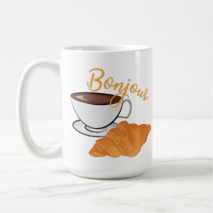 Bonjour Croissant Coffee Breakfast - French Cafe Mug