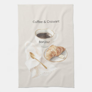 Bonjour Croissant & Coffee Tea Towel