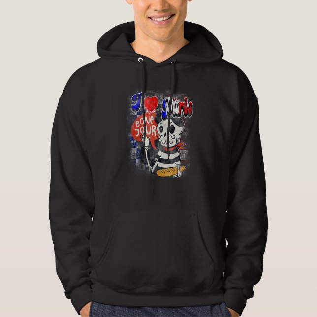 Bonjour Cute French Sports Fan Cyclin Goa Psytranc Hoodie (Front)