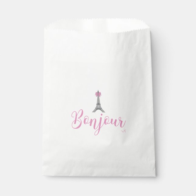 Bonjour-Eiffel Tower Bow Unique Favour Bag (Front)