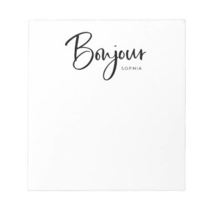 Bonjour   Elegant and Modern French Script Notepad