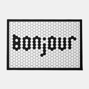 Bonjour Faux Hex Tile Black & White Doormat