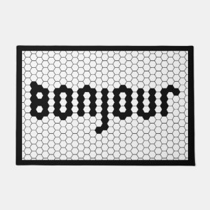 Bonjour Faux Tile Black & White Border Doormat