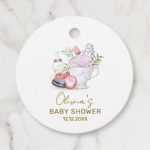 Bonjour Floral Macarons Milk Tea Baby Shower Favour Tags