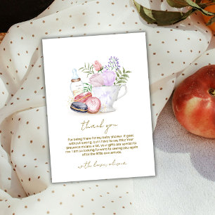 Bonjour Floral Macarons Milk Tea Baby Shower Thank You Card