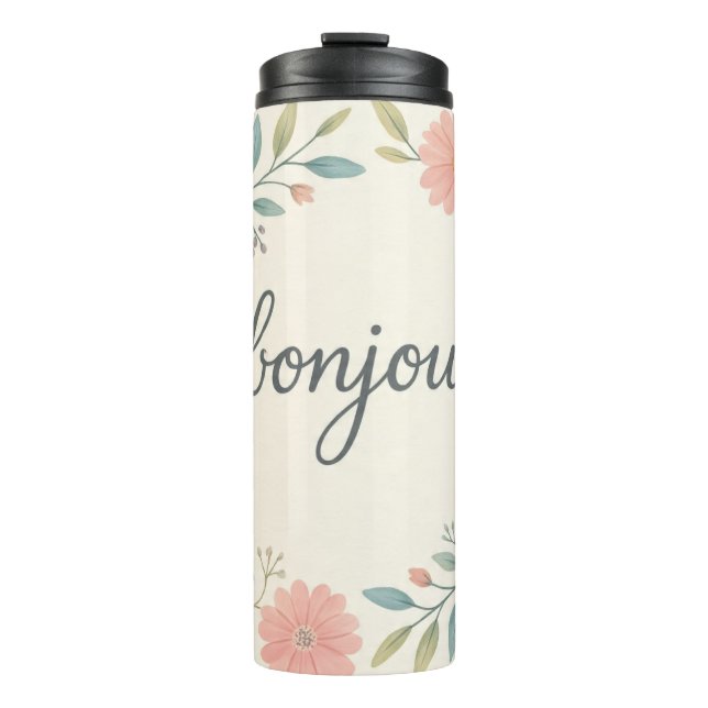 Bonjour floral thermal tumbler  (Front)