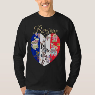 Bonjour France I Love Paris French Style French Fl T-Shirt