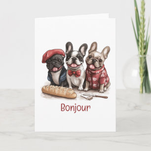 Bonjour French Bulldogs Card