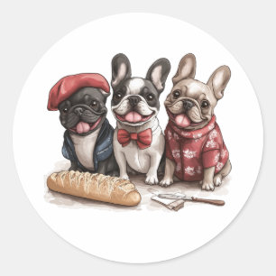Bonjour French Bulldogs Classic Round Sticker