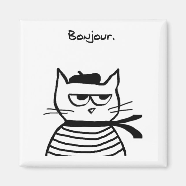 Bonjour French Cat Funny  Magnet (Front)