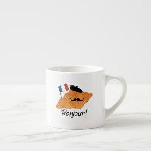 Bonjour French Croissant - France Funny Food Espresso Cup
