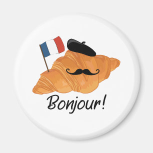 Bonjour French Croissant - France Funny Food Magnet