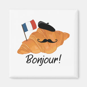 Bonjour French Croissant - France Funny Food Magnet
