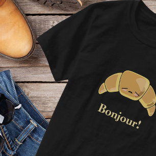 Bonjour French Croissant Funny Kawaii Guys Pastry T-Shirt