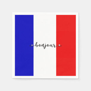 Bonjour French Flag Colours Napkin