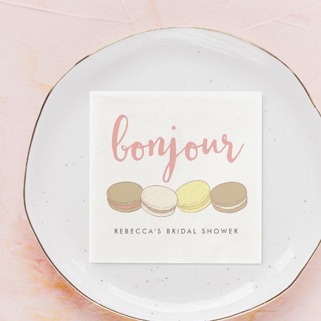 Bonjour French Macarons Bridal Shower Napkin (Creator Uploaded)