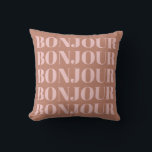 Bonjour | French Typography Terracotta and Blush Cushion<br><div class="desc">Minimalist Modern French Bonjour in Terracotta and Blush Throw Pillow</div>