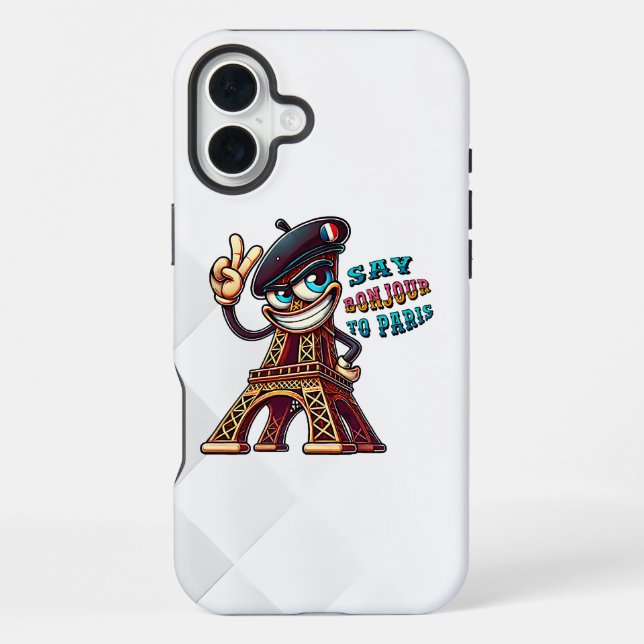 Bonjour from a Cheerful Iron Lady iPhone Case (Back)