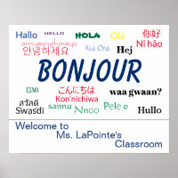 Bonjour Hello Languages World Colourful Family
