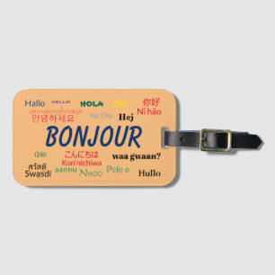 Bonjour Hello Languages World Travel Colourful Luggage Tag