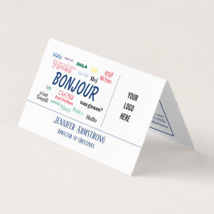Bonjour Hello World Travel Languages Colourful Nam Business Card