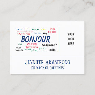 Bonjour Hello World Travel Languages Colourful Nam Business Card