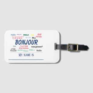 Bonjour Hello World Travel Languages Colourful Nam Luggage Tag