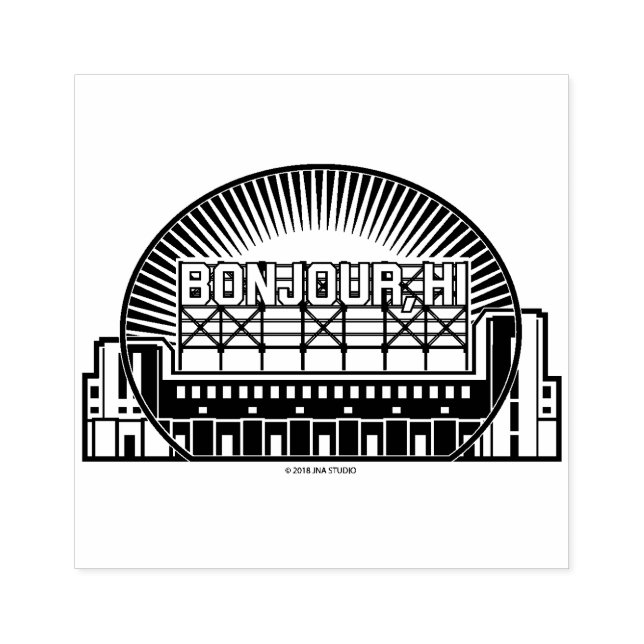 Bonjour, Hi Landmark Wood Art Stamp (Imprint)