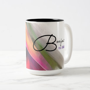 Bonjour Ma Chérie. Abstract Painting Two-Tone Coffee Mug