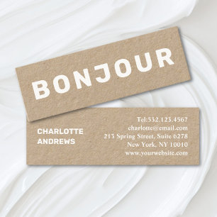 Bonjour! Modern Minimal Mini Business Card