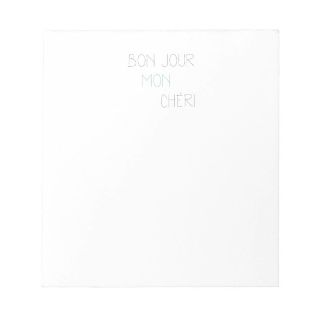 Bonjour Mon Cheri Notepad (Front)