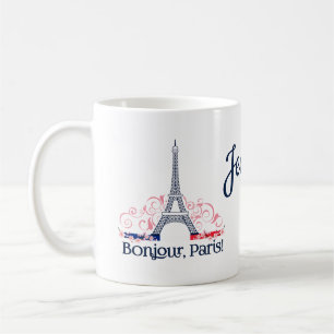 Bonjour Paris France Personalized Name Coffee Mug