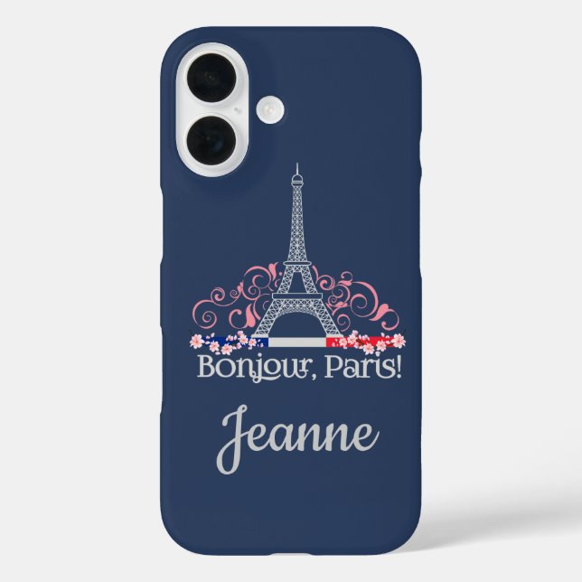 Bonjour Paris French Chic Personalised Name Case-Mate iPhone Case (Back)