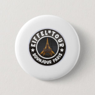 Bonjour Paris I Love Eiffel Tower Souvenir Gifts 6 Cm Round Badge