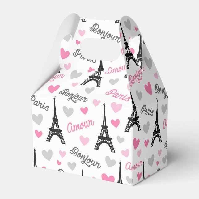 Bonjour Paris pattern party favour box (Back Side)