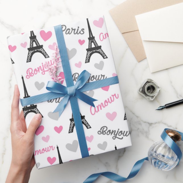 Bonjour Paris pattern party wrap Wrapping Paper (Gifting)