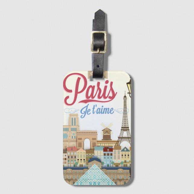 Bonjour Paris Travel Luggage Tag (Front Vertical)