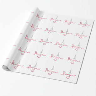 Bonjour Paris with Eiffel Tower Wrapping Paper
