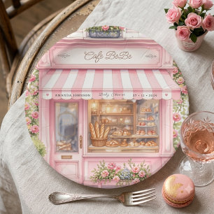 Bonjour Parisian Cafe Bebe Pink Baby Shower Paper Plate