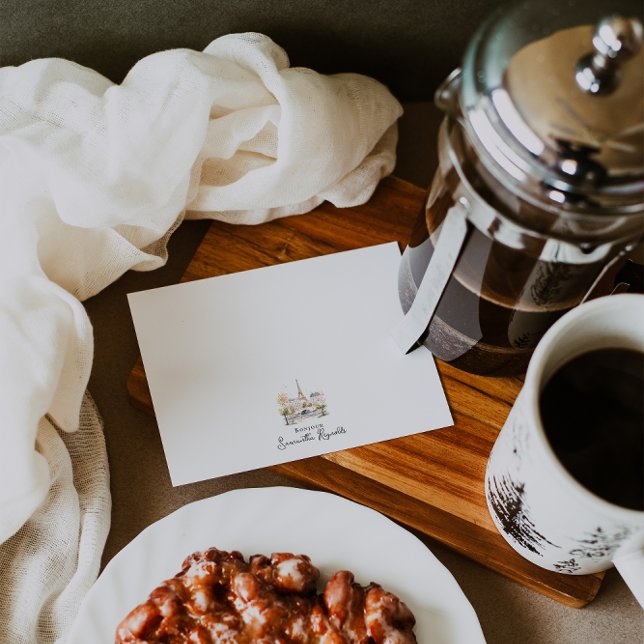 Bonjour Personalised Parisian Watercolor Card (Creator Uploaded)