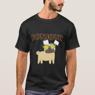 Bonjour Pug, Hello Pug in Sunglasses 113 T-Shirt