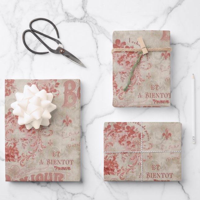 Bonjour Rose Wrapping Paper Sheet (Front)